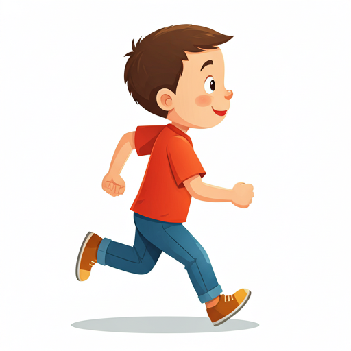 Child running barefoot through meadow